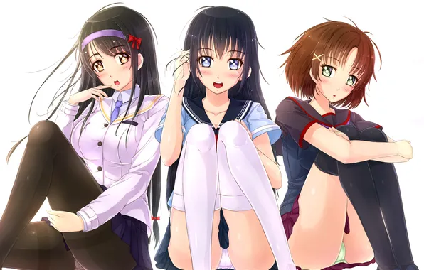 Joy, girls, Schoolgirls, art, embarrassment, kazeno