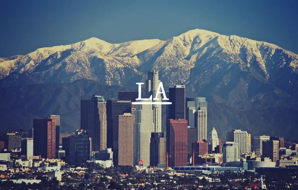 Picture snow, mountains, the city, Los Angeles, mountains