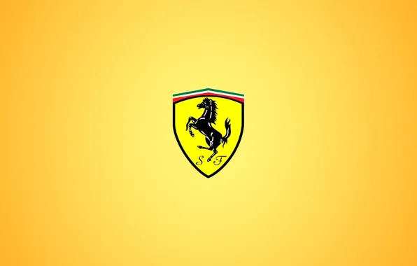 Picture yellow, logo, Ferrari, Ferrari, fon, grebes