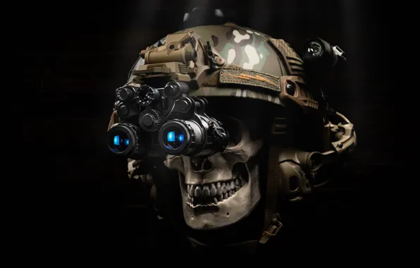 Style, background, skull, headphones, helmet, camouflage, helmet