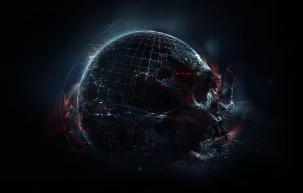 Picture darkness, Apocalypse, skull, planet, black hole, space