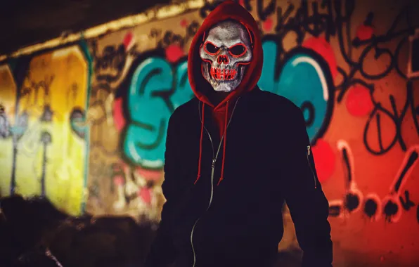 Picture skull, mask, hood, male