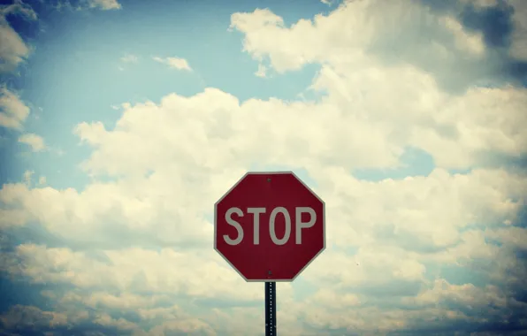 Picture the sky, clouds, sign, stop, stop