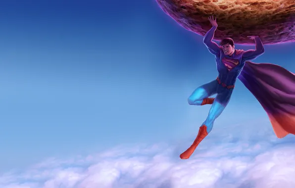 The sky, clouds, Superman, meteorite, comic, Superman