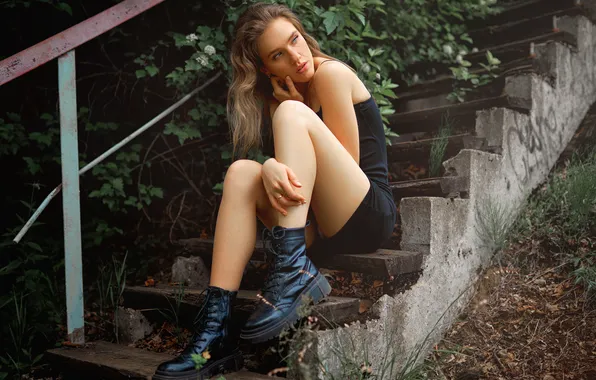 Pose, model, shoes, legs, black dress, model, beauty, pose