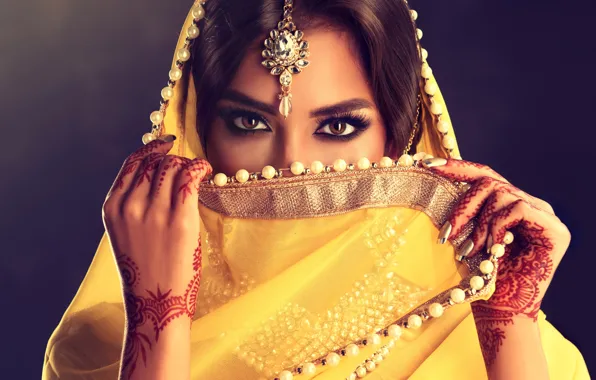 Girl, style, makeup, decoration, Beautiful, Indian, Dress, Sofia Zhuravets'
