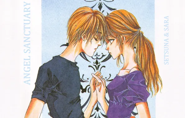 Closed eyes, face-to-face, angel sanctuary, the abode of the angel, Setsuna Mudo, the guy with …