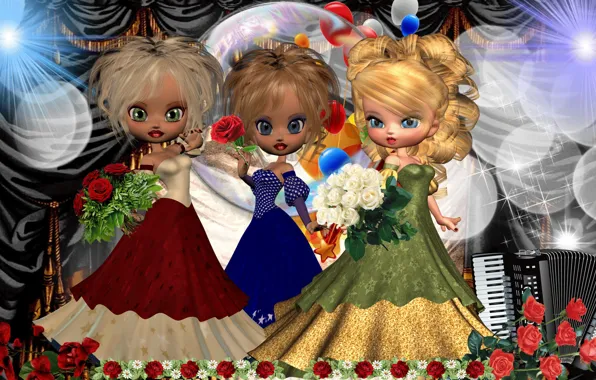 Scene, concert, trio, Doll, artists, artists, the trio scene, Dolls concert