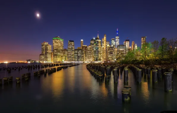 Night, the city, New York, USA