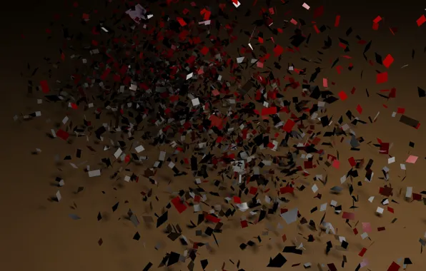 The explosion, red, form, brown, confetti