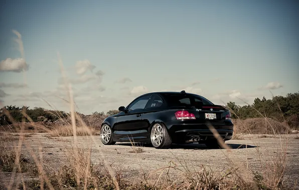 Photo, bmw, black, cars, auto, 135i, the view from the back, wallpapers auto