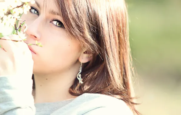 Summer, look, girl, flowers, face, mood, earrings