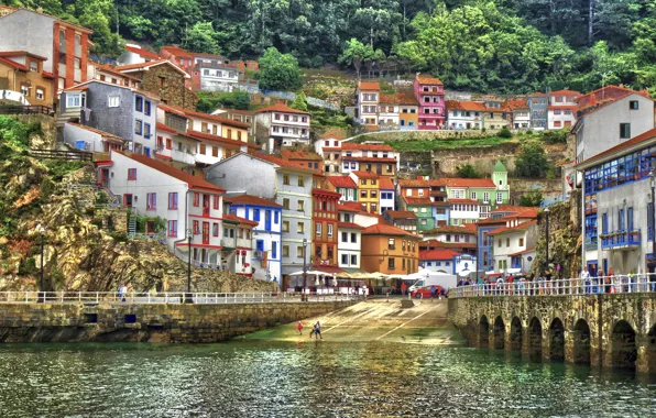 Picture building, home, Bay, Spain, Spain, Asturias, Asturias, The Bay of Biscay