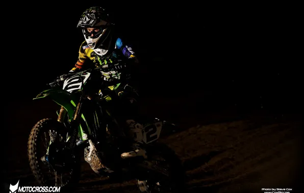 Night, motocross, the darkness, kawasaki