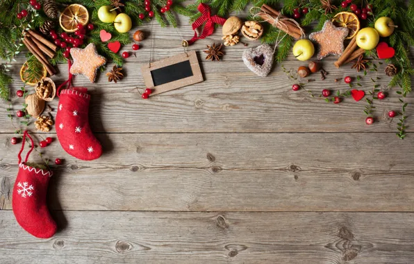 Picture holiday, toy, new year, cookies, decor, fir-tree branches