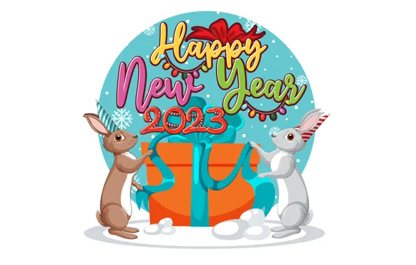 Snowflakes, pose, box, gift, blue, the inscription, figure, graphics
