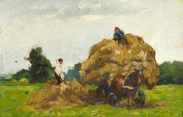 Trees, landscape, oil, picture, Willem de Zwart, A Hay