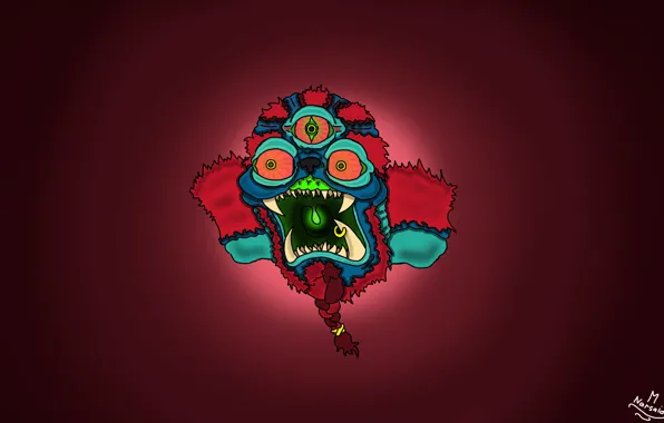 Red, Blue, Teeth, Evil, Piercing, Braid, Acid, Aggressive