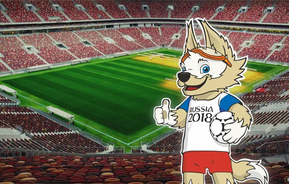 Picture The ball, Sport, Football, Wolf, Russia, 2018, Stadium, Luzhniki