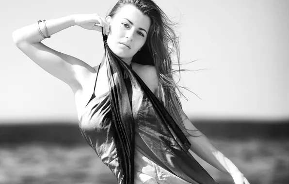Girl, black and white, posing