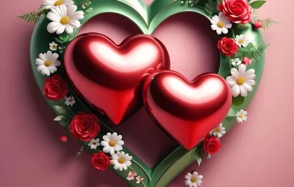 Love, flowers, holiday, heart, heart, hearts, heart, Valentine's Day