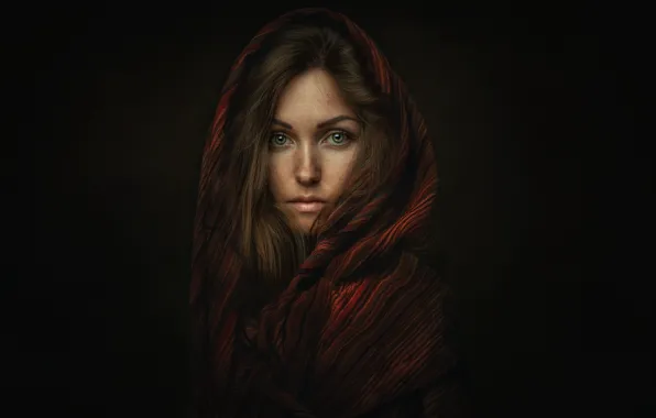 Picture look, girl, portrait, scarf, shawl, Oksana, Lashon Rise, Oksana