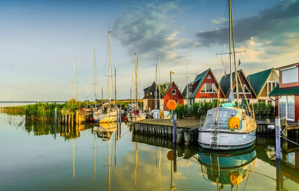 Picture sea, boat, home, Germany, Mecklenburg-Vorpommern, Ahrenshoop
