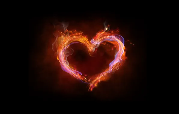 Picture background, fire, heart, neon, colorful, fire, heart, pink