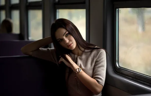 Picture look, pose, model, portrait, makeup, train, hairstyle, brown hair