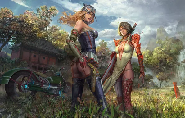 Look, nature, interest, weapons, girls, the wind, stockings, Thong