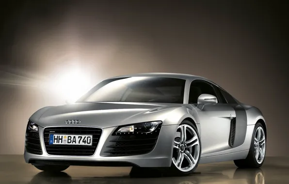 Light, reflection, silver, Audi R8