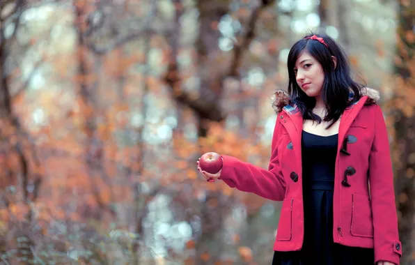 Girl, nature, apples