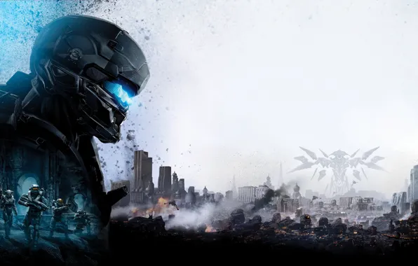 The city, the game, art, soldiers, Halo 5: Guardians