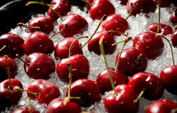 Picture ice, macro, cherry