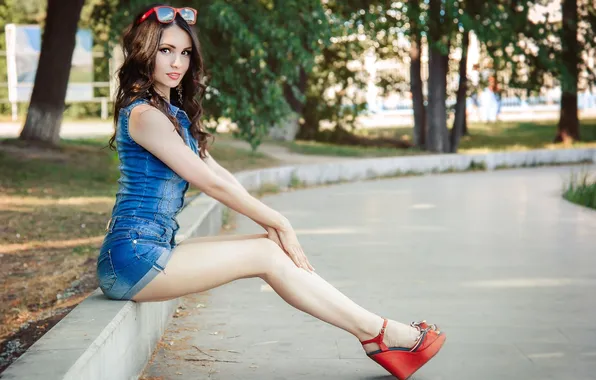 Trees, pose, model, legs, beauty, model, beauty, pose