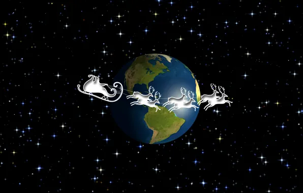 The sky, space, stars, flight, night, lights, earth, holiday