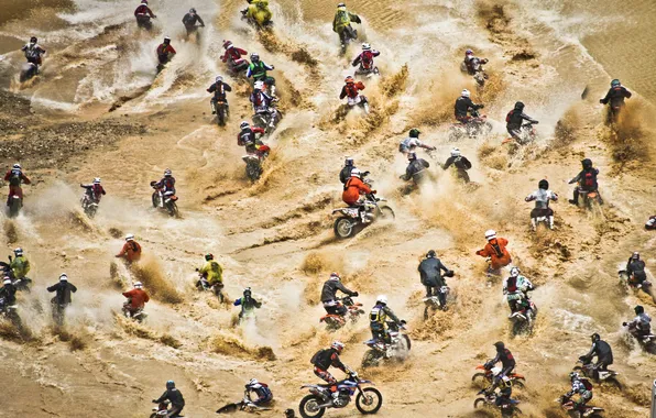 Picture people, motorcycles, the competition, Red Bull Hare Scramble