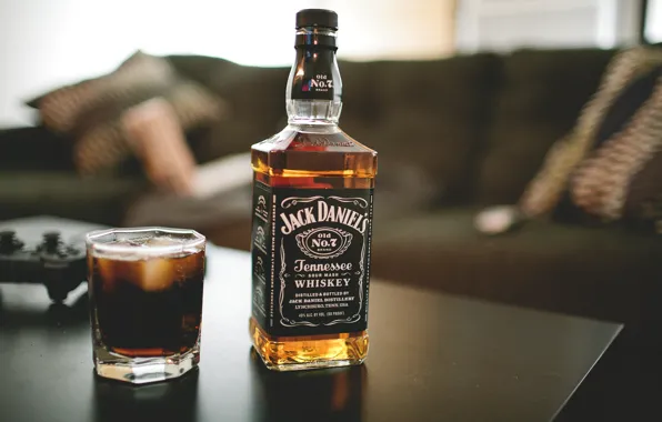 Glass, bottle, whiskey, jack daniels