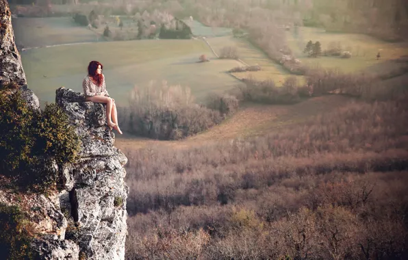 Landscape, rocks, redhead, Lorène, nature.view