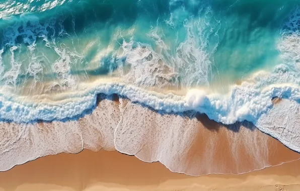 Sea, wave, landscape, nature, shore, surf, digital art, AI art
