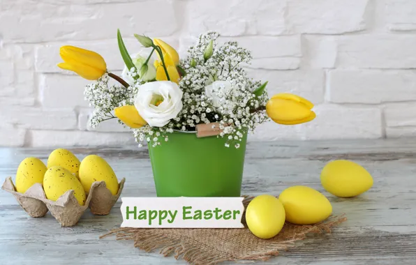 Picture flowers, holiday, bouquet, Easter, tulips, tulips, spring, Easter