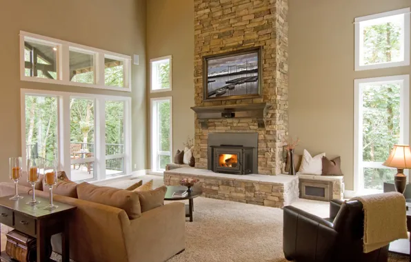 Room, Villa, interior, fireplace, living room