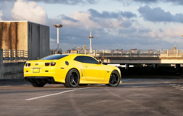 Yellow, lights, Parking, Chevrolet, rear view, chevrolet, yellow, Camaro