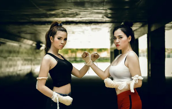 Picture girls, sport, sparing