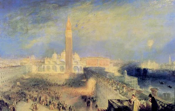 Picture, area, Venice, Cathedral, the urban landscape, the bell tower, William Turner, Juliet and her …