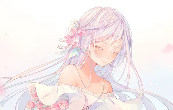Flowers, tenderness, girl
