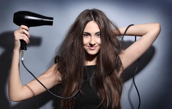 Look, girl, pose, smile, background, mood, hair, hands