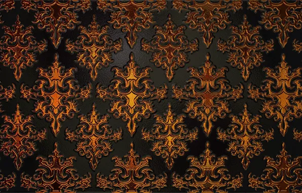 Metal, gold, pattern, Shine, texture, black background, gold plated, ornament