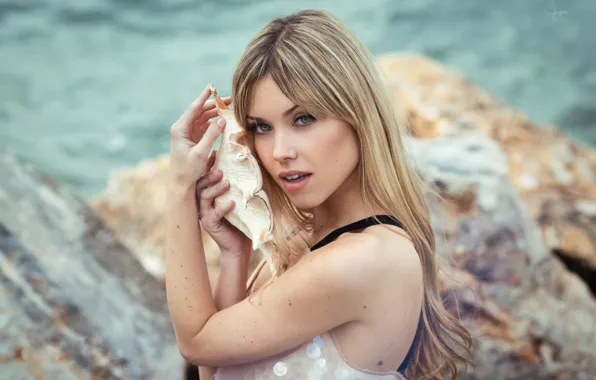 Sea, look, girl, pose, shell, Jayma Javier, Sarini