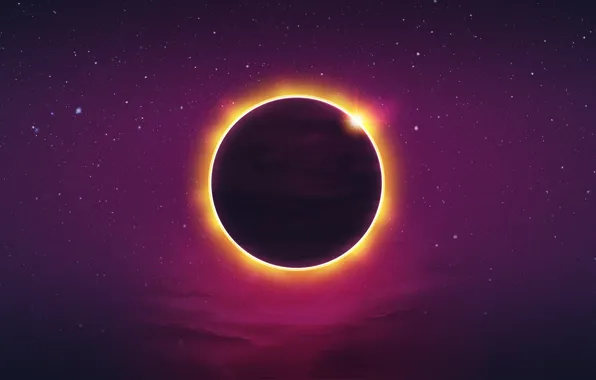 The sun, Minimalism, Music, Stars, Planet, Background, Eclipse, Synth